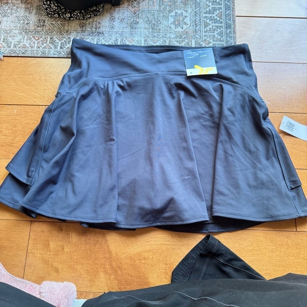 Old Navy Blue Gray Skater Mini Skirt Athletic Pleated
